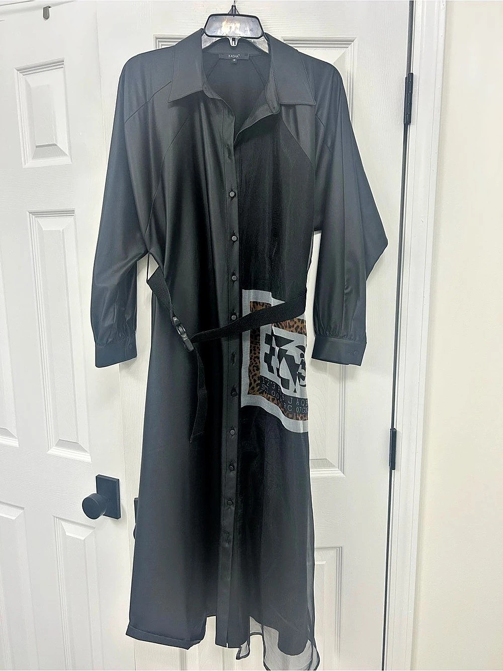 KASHA Women'Small Maxi Shirt Dress Black & Gray Size Small